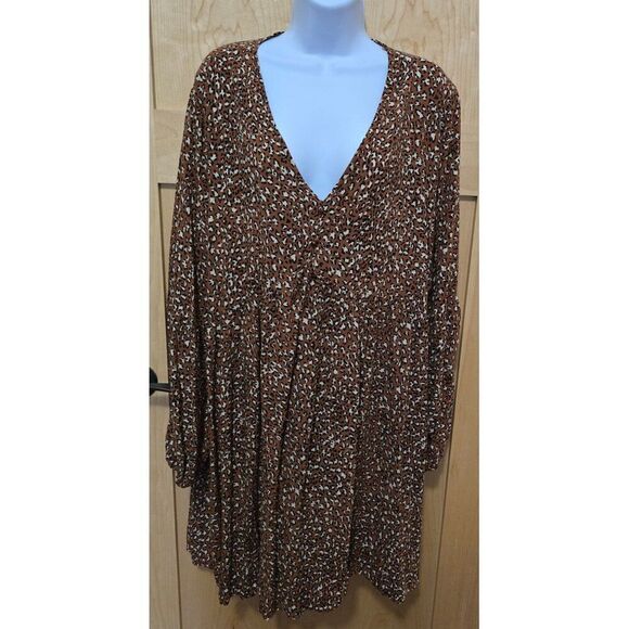 Cotton:On Womens Leopard Print V-Neck Long Sleeve Tunic Top Size 20 USA - Picture 1 of 6